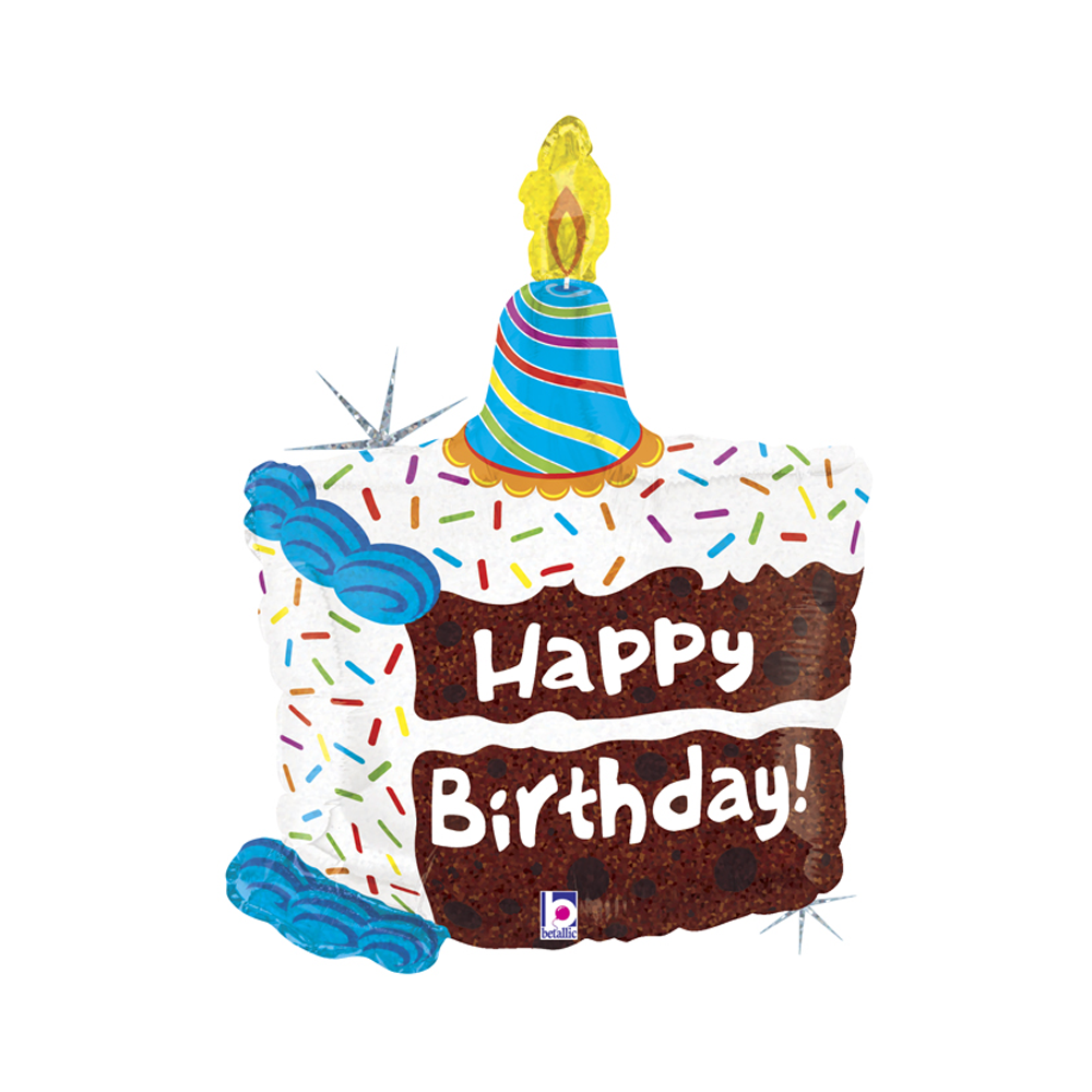 Betallic 28 inch Holographic foil balloon - Cake slice
