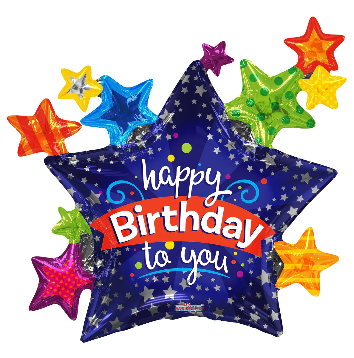 Kaleidoscope 36inch Happy Birthday Many Stars Foil