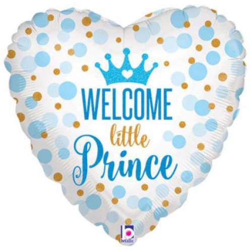 Welcome Little Prince Heart 18 inch Betallic