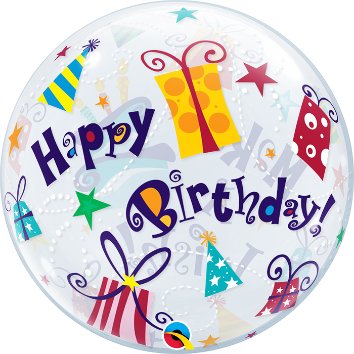 Presents Happy Birthday Bubble 22 inch Qualatex