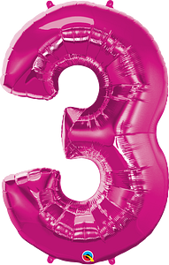 Number 3- Pink -34 inch Qualatex