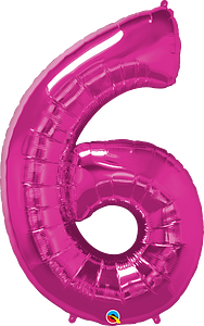 Number 6 - Pink -34 inch Qualatex