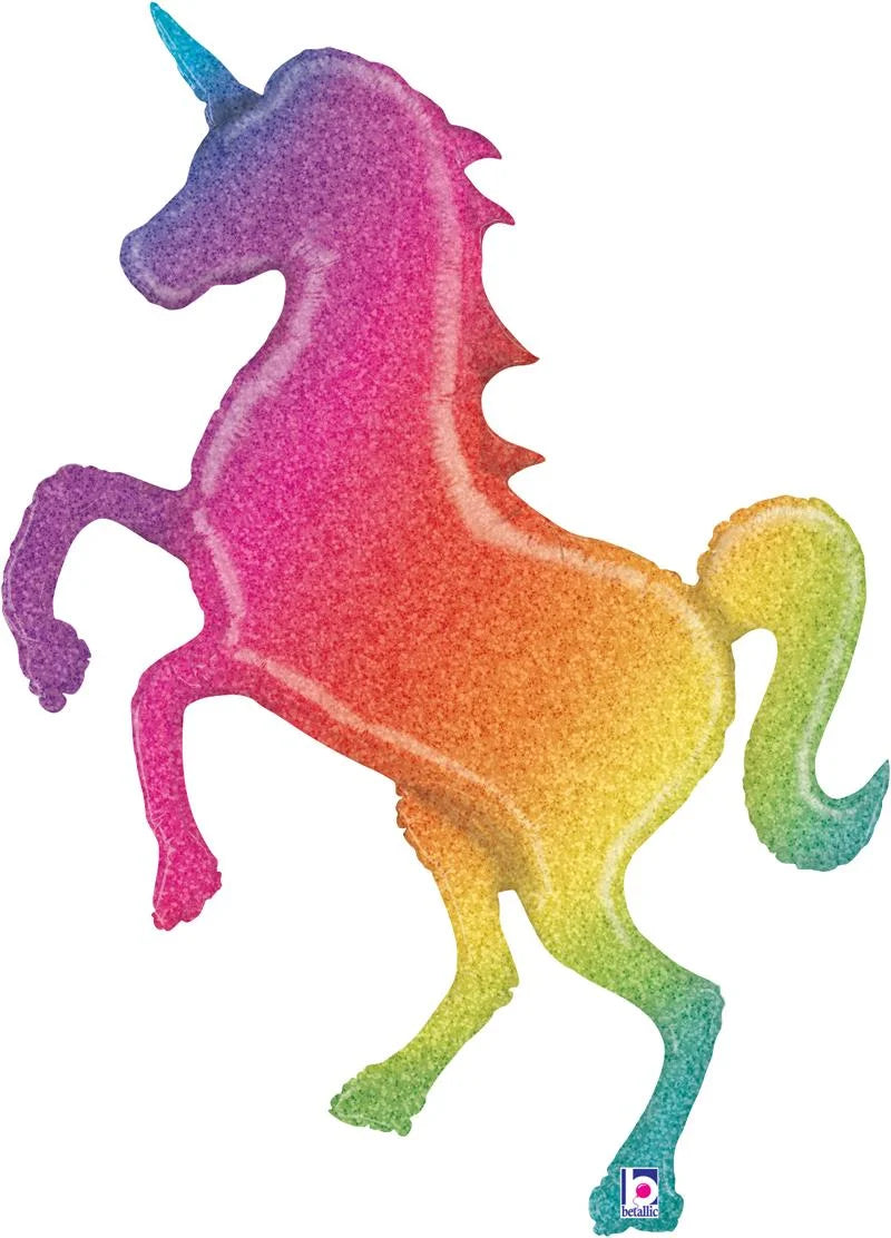 Holographic glitter Rainbow Unicorn 54 inch Betallic