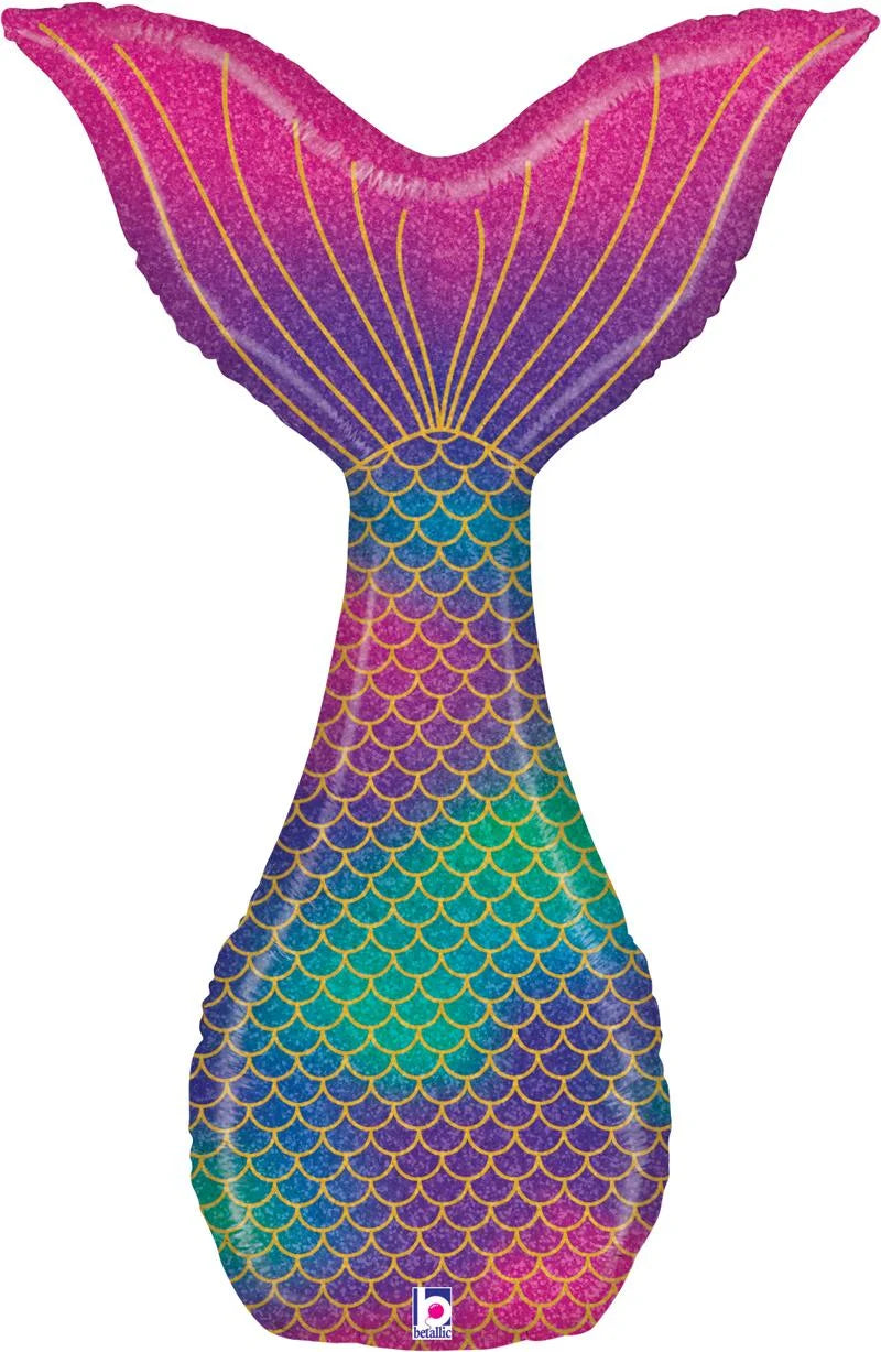 Holographic Glitter Mermaid Tail 46 inch Betallic