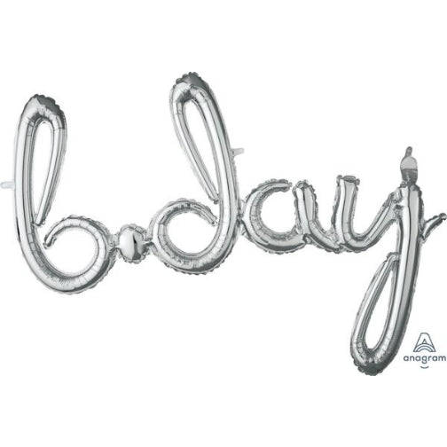 Phrase B-day (Script writing) Silver 37 inch Air - filled Anagram