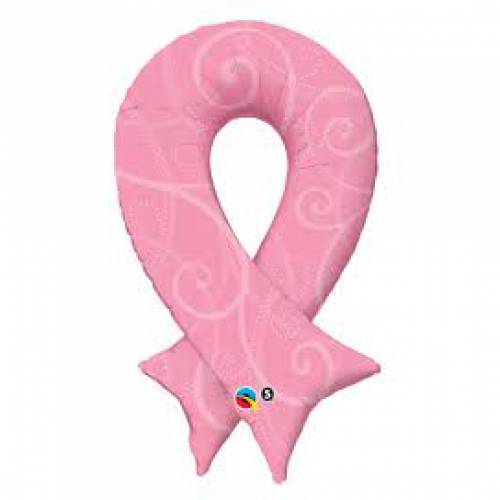Filigree Pattern Pink Ribbon Cancer 38 inch Qualatex