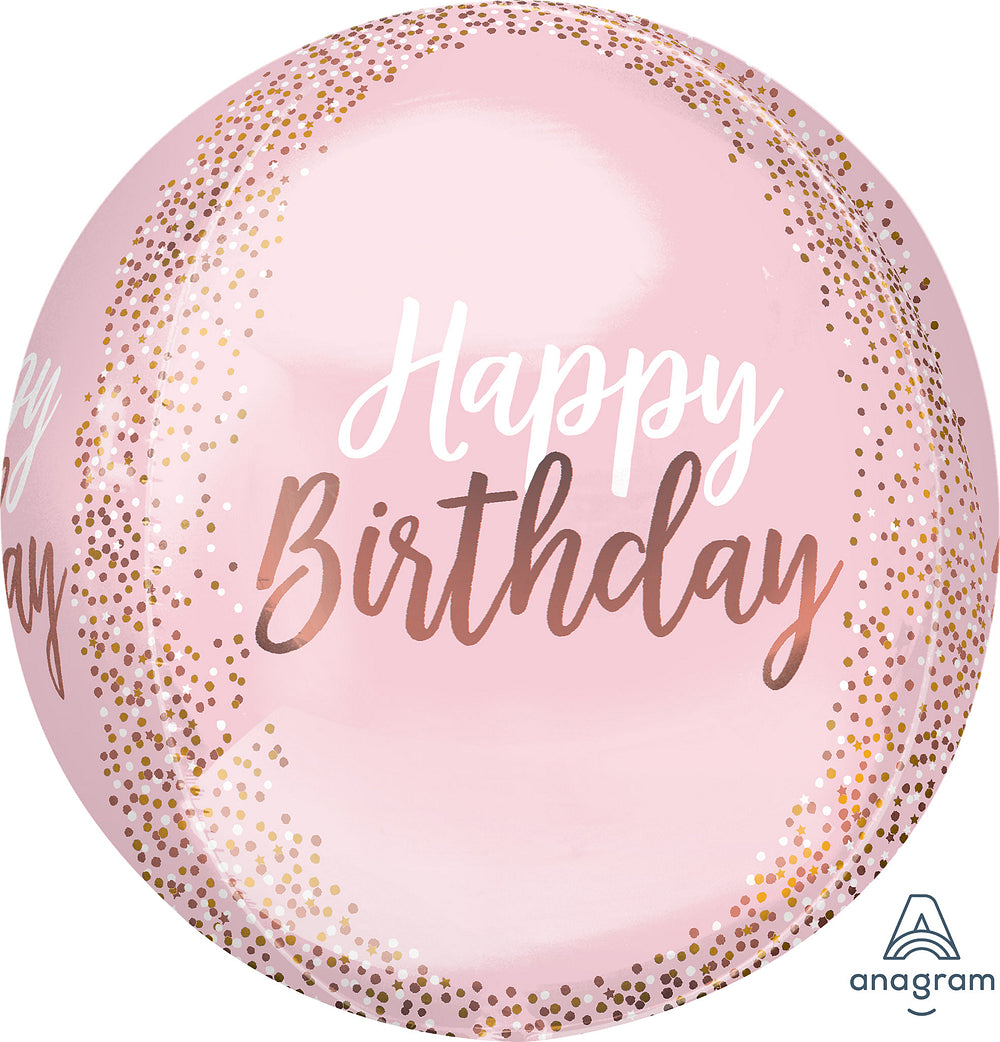 Orbz Blush Birthday Anagram 15 inch - 38 cm