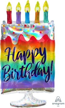 SUPERSHAPE Birthday cake Holographic 30 inch Anagram