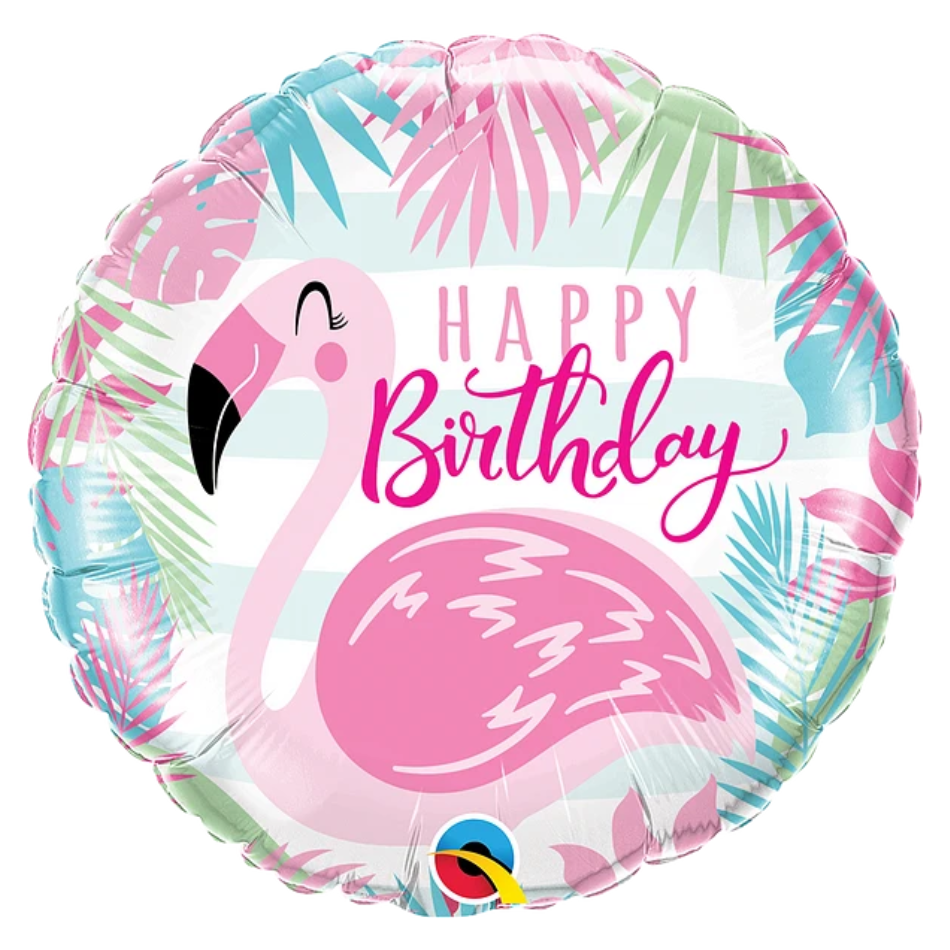 Qualatex 18 inch foil balloon - HBD Flamingo