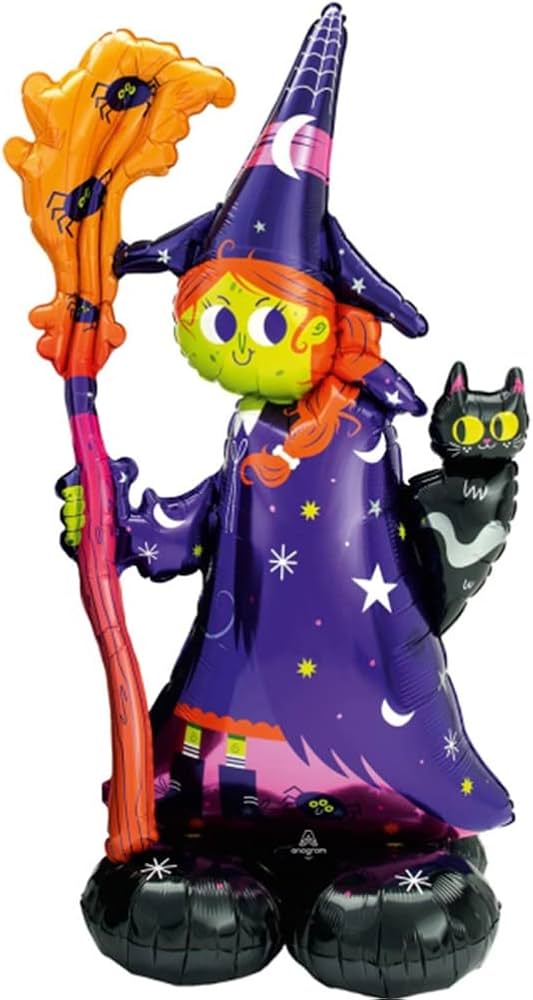 Airloonz Scary Witch halloween Broom 55 inch Anagram