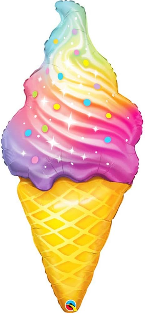 Rainbow swirl Ice cream Foil 45 inch Qualatex
