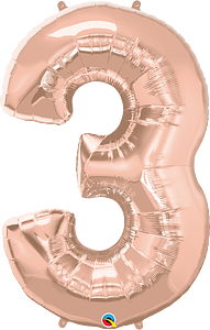 Number 3 - Rose Gold -34 inch Qualatex