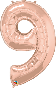 Number 9 - Rose Gold -34 inch Qualatex
