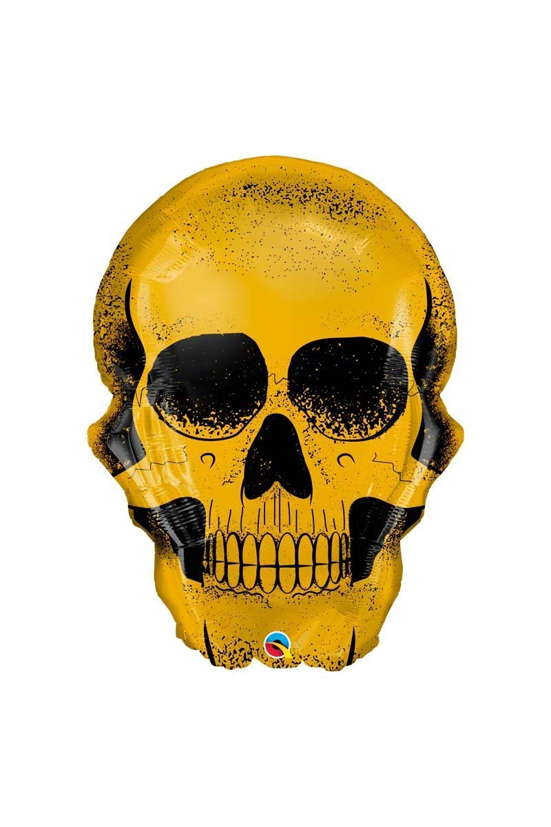 Golden Skull Halloween 36 inch Supershape Qualatex