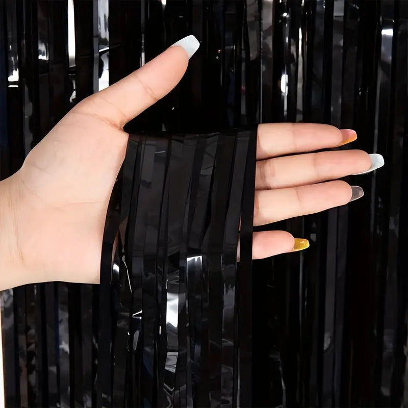 Black Tassel Fringe Foil Curtains Assorted 1,8kg