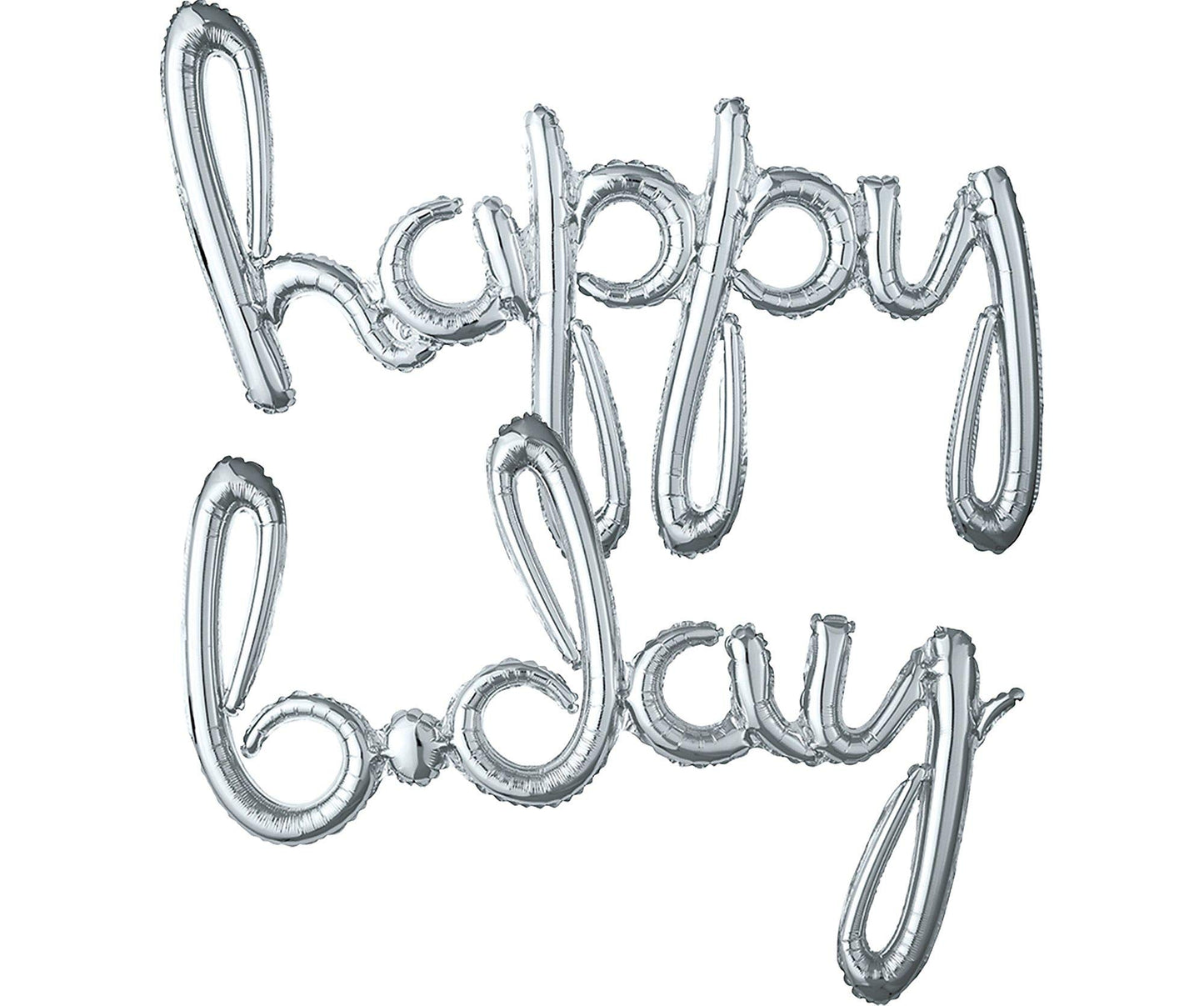 Phrase Happy Birthday (Script writing) Silver 30-37 inch Air - filled Anagram
