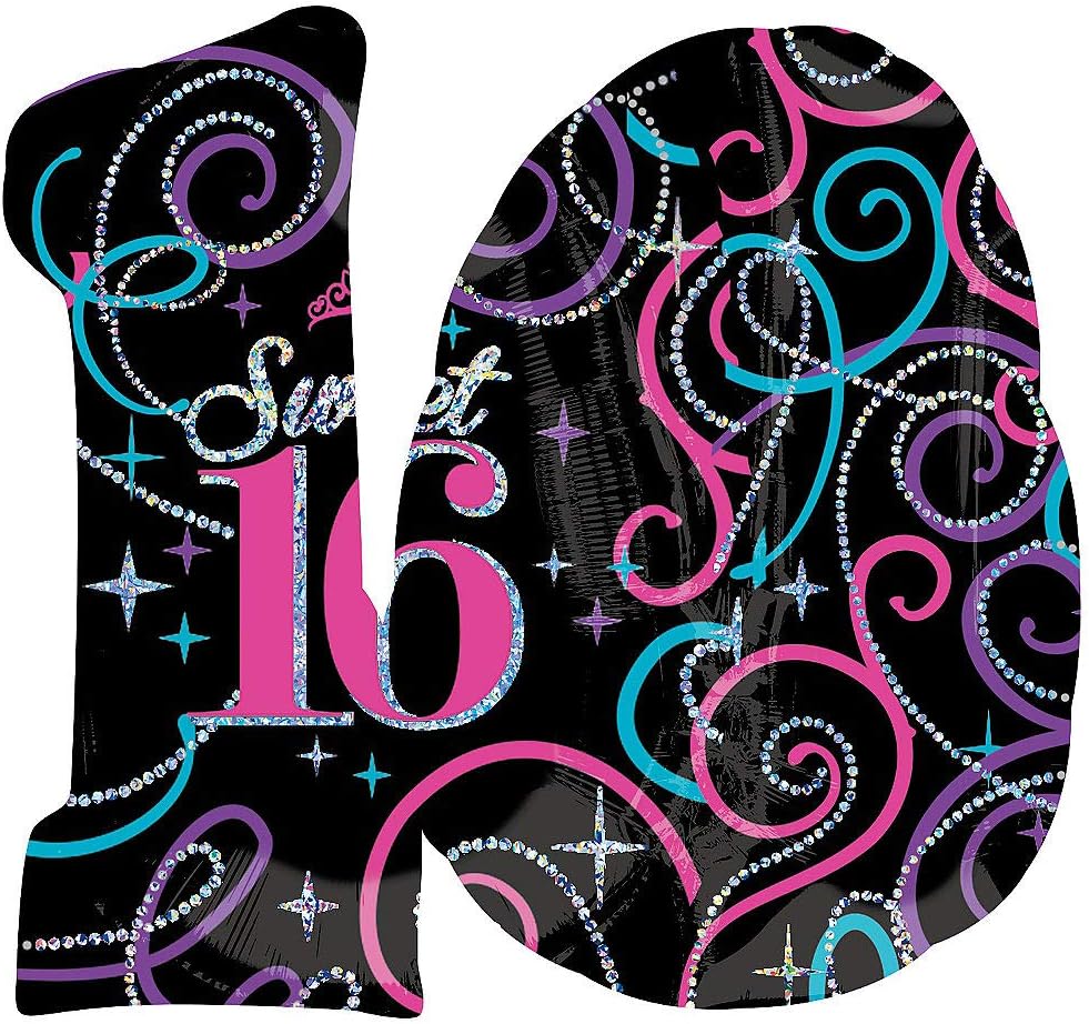 Anagram Sweet 16 Sparkle Holographic Shape 28"
