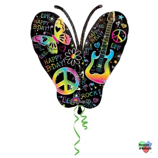 Anagram Birthday 60’s Neon Happy Birthday Neon Butterfly Shape