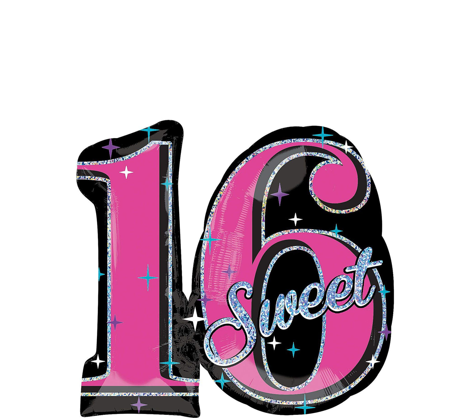Anagram Sweet 16 Sparkle Holographic Shape 28"