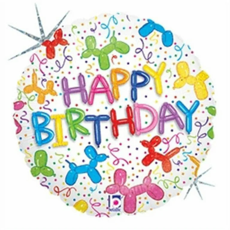 Balloon dogs 18 inch Birthday Holographic Betallic