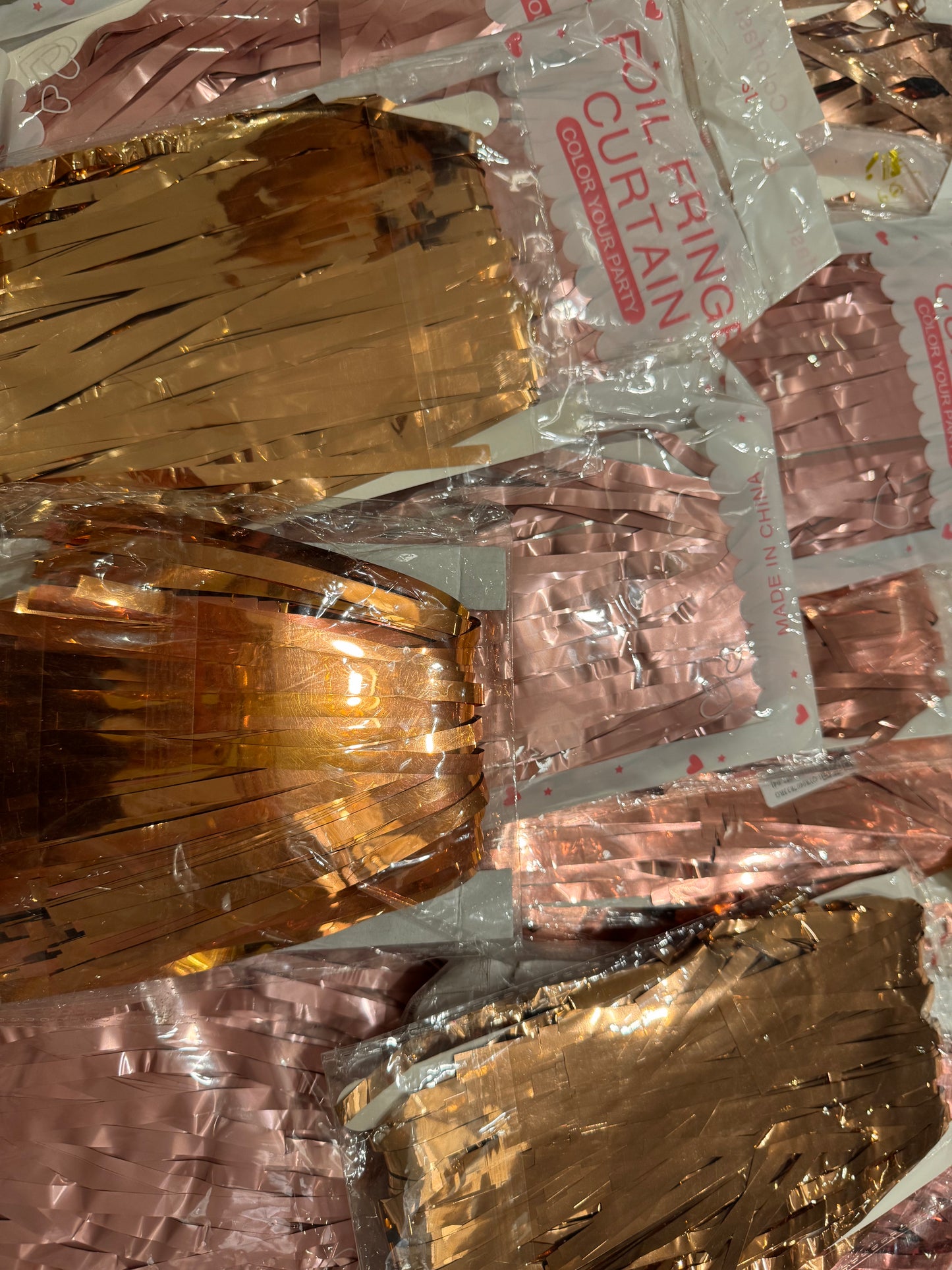Rose Golds Tassel Fringe Foil Curtains Assorted 1,47kg