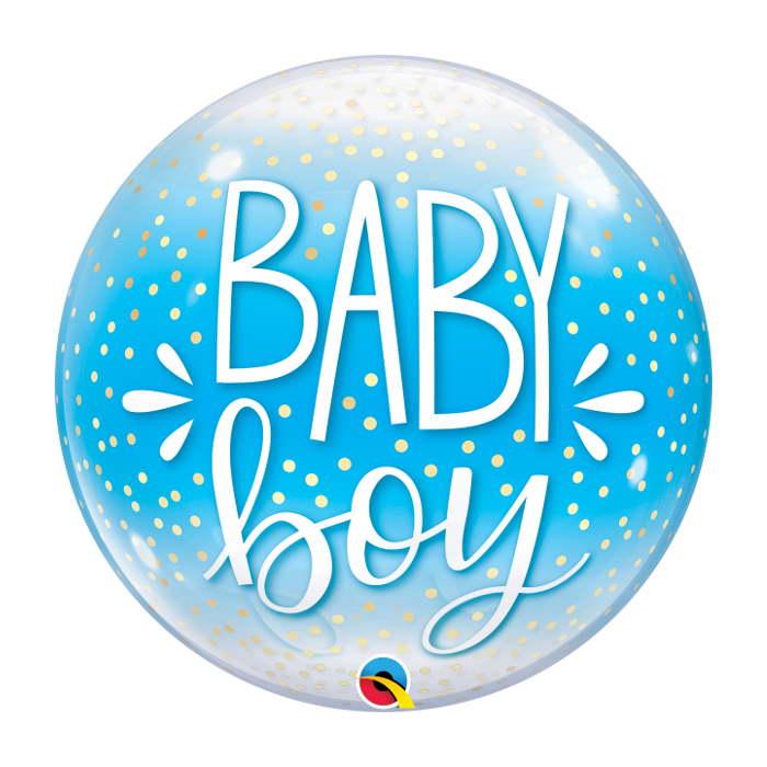 Baby Boy Blue and Confetti Single Bubble 22 inch Qualatex