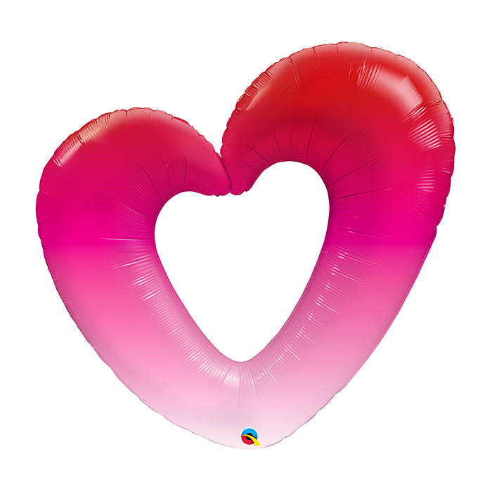 Ombre Heart Red Pink Open 42 inch Qualatex