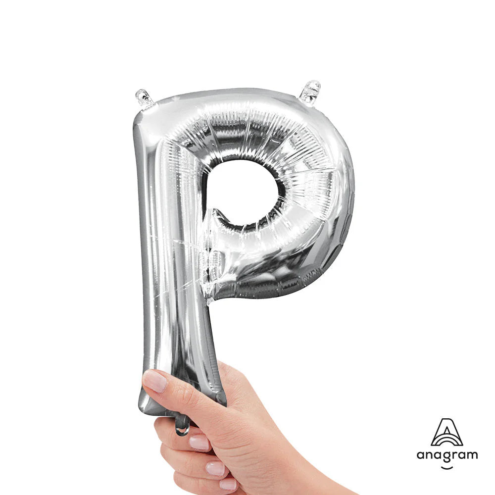 Letter P Silver - Air Filled Mini 16 inch - Anagram