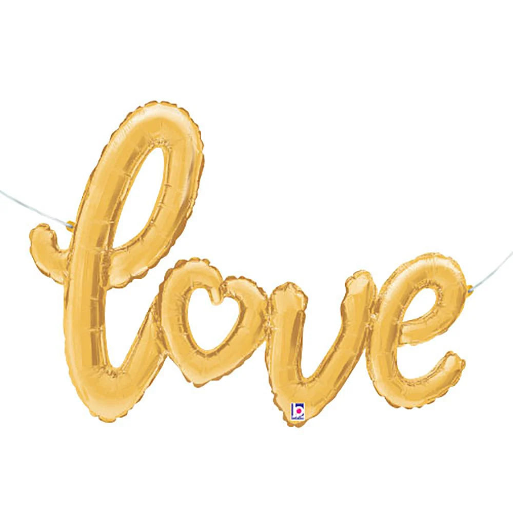 LOVE script 47 inch Gold Betallic