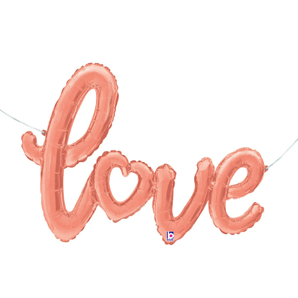 LOVE script 47 inch Rose Gold Betallic