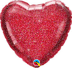 Glitter Graphic Red Heart 18 inch Foil Qualatex