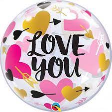Love you Hearts & Arrow Bubble 22 inch Qualatex
