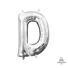 Letter D Silver - Air Filled Mini 16 inch - Anagram