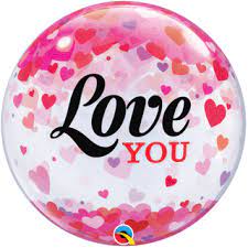 Love you Confetti Hearts Bubble 22 inch Qualatex