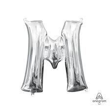 Letter M Silver - Air Filled Mini 16 inch - Anagram