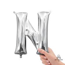 Letter N Silver - Air Filled Mini 16 inch - Anagram