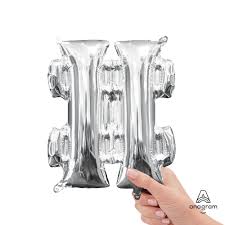 HASHTAG # Silver letter- Air Filled Mini 16 inch - Anagram