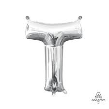 Letter T Silver - Air Filled Mini 16 inch - Anagram
