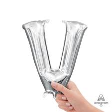 Letter V Silver - Air Filled Mini 16 inch - Anagram