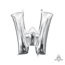 Letter W Silver - Air Filled Mini 16 inch - Anagram