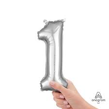Number 1 Silver - Air Filled Mini 16 inch - Anagram