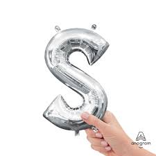 Letter S Silver - Air Filled Mini 16 inch - Anagram