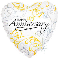 Holographic Heart Anniversary 18 inch foil Betallic