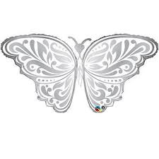 Supershape white Butterfly foil - 44 inch Qualatex