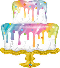 Rainbow Pastel Drip cake 39 inch Qualatex