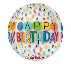 Orbz Clear Rainbow Happy Birthday Anagram 15 inch - 38 cm