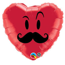 Mr Mustache Heart 18 inch Qualatex