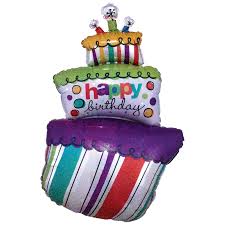 Funky Birthday cake Holographic 37 inch Anagram