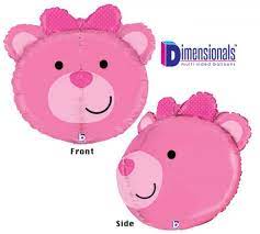 Pink Girl Bear Dimensionals Head 3d 27 inch Betallic