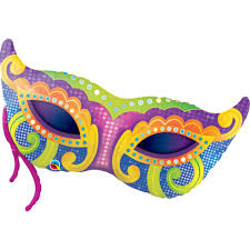 Mardi Gras Mask Holographic 38 inch Qualatex